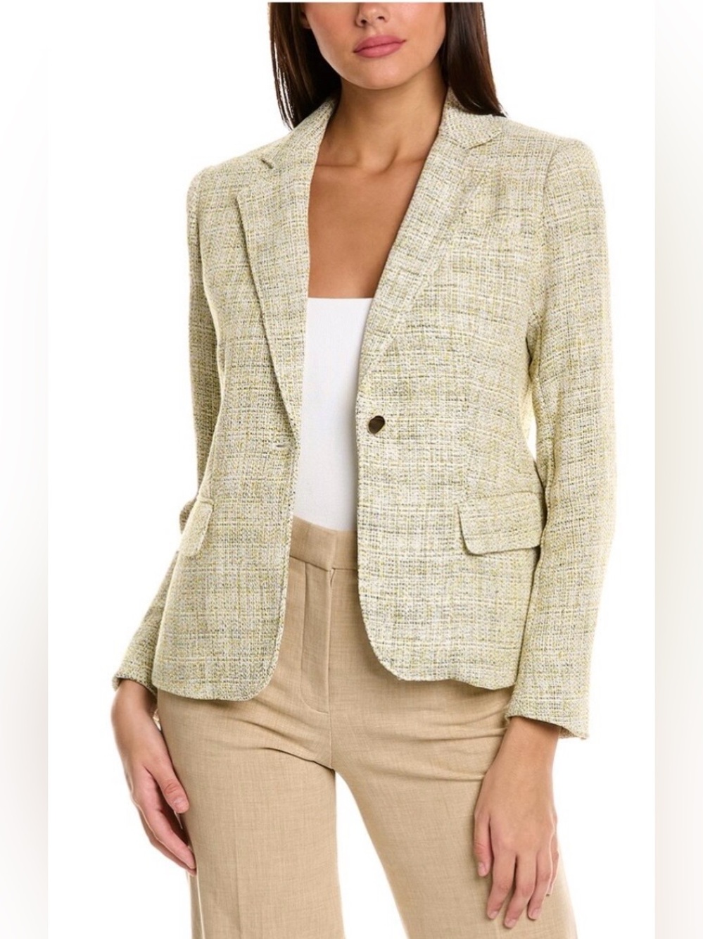 Anne Klein Women’s Sprout Green Tweed Single-Button Blazer / Size 6 / Brand NWT